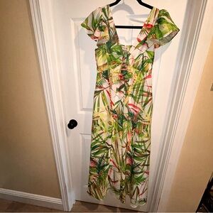 Taylor Tropical Vacation Flutter Sleeve Maxi Dress Women's Size 4 New WithTags